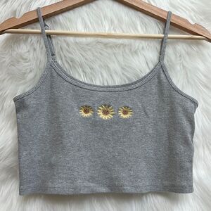 Hollister embroidered sunflower baby cami tank top